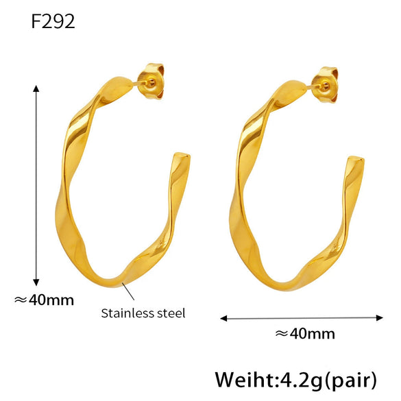 Wholesale Women's 316L Stainless Steel Cshaped And Ushape Geometric Electroplated Earrings