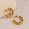 Wholesale Women's Stainless Steel Cshaped Hip Hop Earrings With Geometric Pattern And 18K Gold Plated Treatment