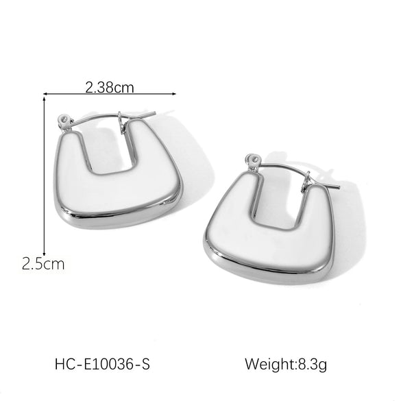 Wholesale Women's Stainless Steel Cshaped Hollow Geometric Earrings 18K Goldplated