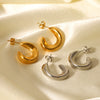 Wholesale Women's Stainless Steel Cshaped Hollow Geometric Earrings 18K Goldplated