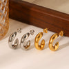Wholesale Women's Stainless Steel Cshaped Hollow Geometric Earrings 18K Goldplated