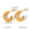 Wholesale Women's Stainless Steel Cshaped Hollow Geometric Earrings 18K Goldplated