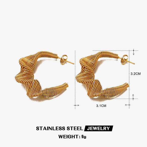 Wholesale Women's Stainless Steel Cshaped Spring Electroplated Geometric Earrings