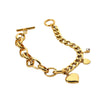 Wholesale Women's Stainless Steel Cuban Chain Oval Chain Double Love Small Round Zirconium Pendant Ot Buckle Bracelet With Heart Pattern 18K Gold Plated