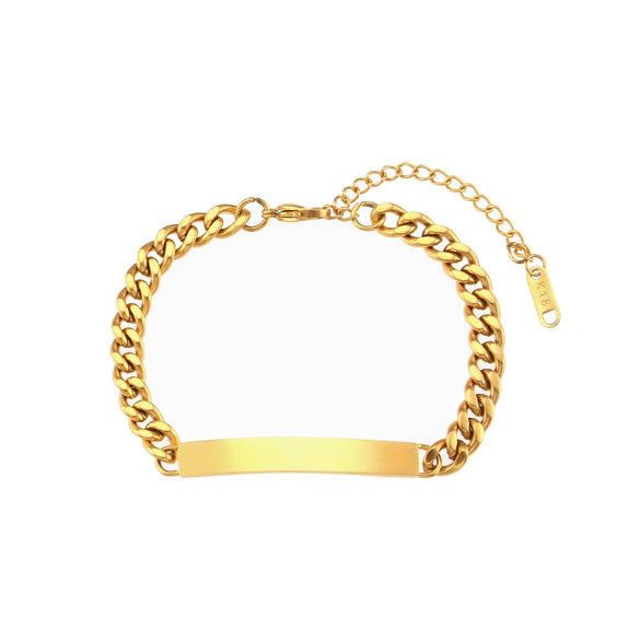 Wholesale Women's Stainless Steel Curved Hip Hop Exaggerated Geometric Cuban Chain Bracelet With Electroplating