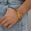 Wholesale Women's Stainless Steel Curved Hip Hop Exaggerated Geometric Cuban Chain Bracelet With Electroplating