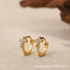 Wholesale Women's Stainless Steel Cute Flower Cross Zircon Earrings 18K Gold Electroplated