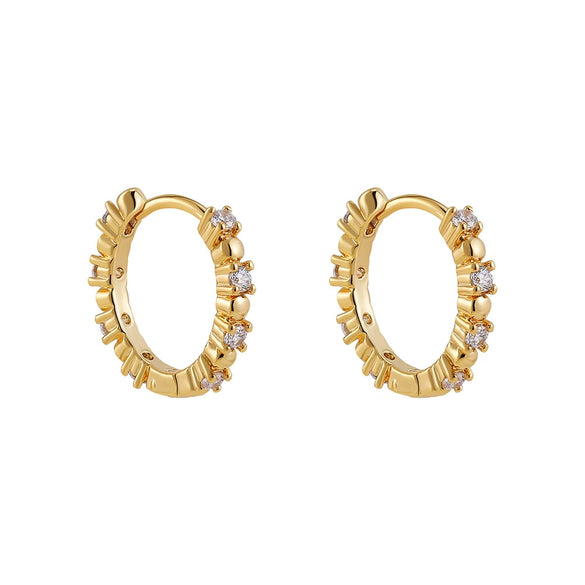 Wholesale Women's Stainless Steel Cute Flower Cross Zircon Earrings 18K Gold Electroplated