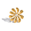 Wholesale Women's Stainless Steel Daisy Flower Ring With Pvd Furnace Vacuum Real Gold Plating Light Luxury Style
