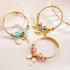 Wholesale Women's Stainless Steel Diamond Bracelet With Cartoon Elephant And Clock Key Pendant