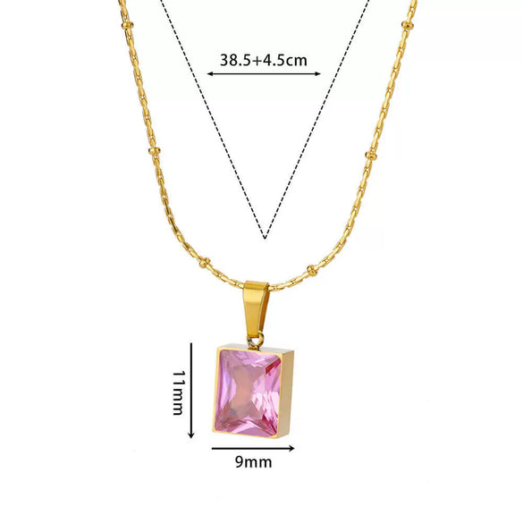 Wholesale Women's Stainless Steel Diamond Ochain Necklace With Electroplating Design