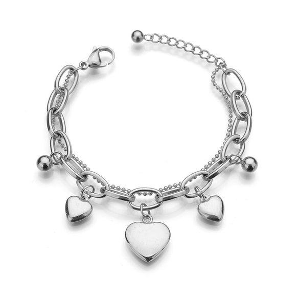 Wholesale Women's Stainless Steel Double Layer Tree Of Life Pendant Bracelet With Geometric Pattern