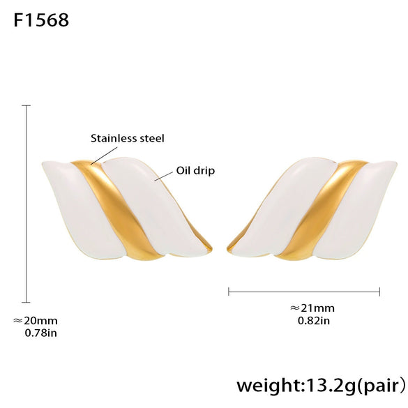 Wholesale Women's Stainless Steel Drip Oil Geometric Glazed Wings Earrings Pvd Plated
