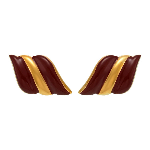 Wholesale Women's Stainless Steel Drip Oil Geometric Glazed Wings Earrings Pvd Plated