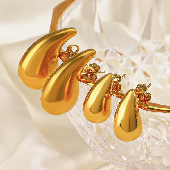 Wholesale Women's Stainless Steel Drop Shape Ins Style Electroplated Earrings
