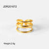 Wholesale Women's Stainless Steel Drop Shaped Geometric Open Ring Jewelry With Electroplating Treatment