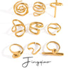 Wholesale Women's Stainless Steel Drop Shaped Geometric Open Ring Jewelry With Electroplating Treatment