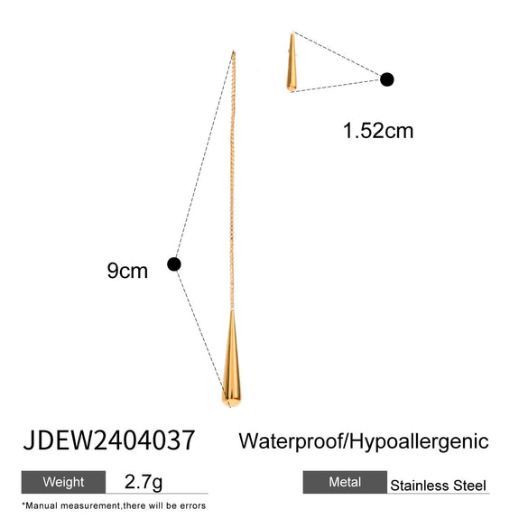 Wholesale Women's Stainless Steel Dropshaped Tassel Earrings Jewelry With Electroplating