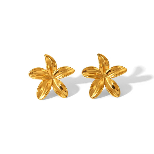 Wholesale Women's Stainless Steel Earrings With Flower Geometric Pattern Pvd Furnace Real Gold Electroplating