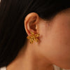 Wholesale Women's Stainless Steel Earrings With Flower Geometric Pattern Pvd Furnace Real Gold Electroplating