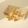 Wholesale Women's Stainless Steel Earrings With Flower Geometric Pattern Pvd Furnace Real Gold Electroplating