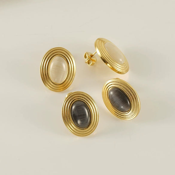 Wholesale Women's 316L Stainless Steel Earrings With Geometric Design And Electroplating Treatment