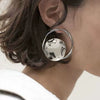 Wholesale Women's Stainless Steel Earrings With Geometric Design And Electroplating