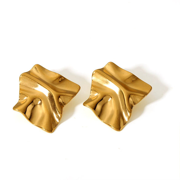 Wholesale Women's Stainless Steel Earrings With Geometric Design And Vacuum Real Gold Electroplating In Pvd Furnace