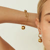 Wholesale Women's Stainless Steel Earrings With Gold Ball Pendant And Geometric Design Electroplated
