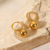 Wholesale Women's Stainless Steel Earrings With Gold Ball Pendant And Geometric Design Electroplated