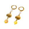 Wholesale Women's Stainless Steel Earrings With 18K Gold Plating Animal Zodiac Pattern Tassel Pendant