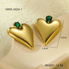 Wholesale Women's Stainless Steel Earrings With Love Pattern Inlaid With Zirconium Electroplated In Titanium Steel Glossy Minimalist Style