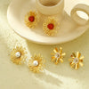Wholesale Women's Stainless Steel Earrings With Sweet Lace Hollow Design And Electroplating Treatment