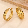 Wholesale Women's Stainless Steel Earrings With Wheat Ears Flower Geometric Design Electroplated
