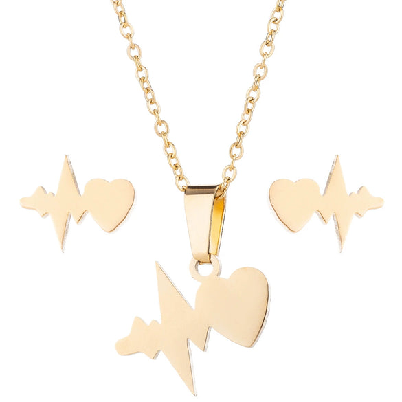 Wholesale Women's Stainless Steel Electrocardiogram Love Heartbeat Pendant Earrings With Electroplating Treatment