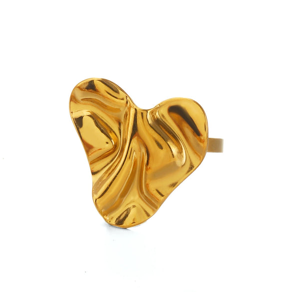 Wholesale Women's Stainless Steel Electroplated Asymmetrical Heartshaped Ring