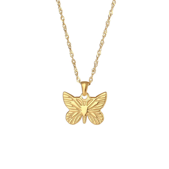 Wholesale Women's Stainless Steel Electroplated Butterfly Pendant Necklace Fashion Insect Design