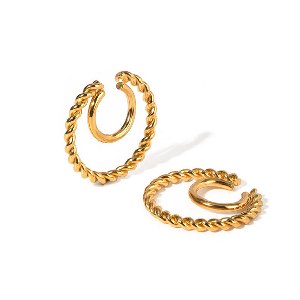 Wholesale Women's Stainless Steel Electroplated Coil Twist Double Layer Ear Clip