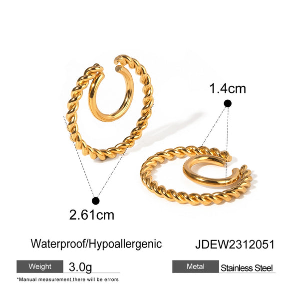 Wholesale Women's Stainless Steel Electroplated Coil Twist Double Layer Ear Clip
