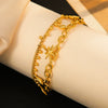 Wholesale Women's Stainless Steel Electroplated Double Star Bracelet Fashion Niche Design