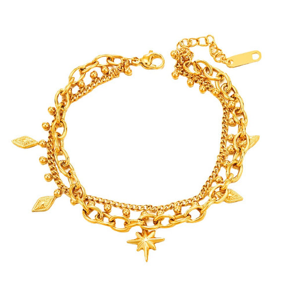 Wholesale Women's Stainless Steel Electroplated Double Star Bracelet Fashion Niche Design