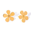 Wholesale Women's Stainless Steel Electroplated Five Petal Flower Daisy Earrings Jewelry