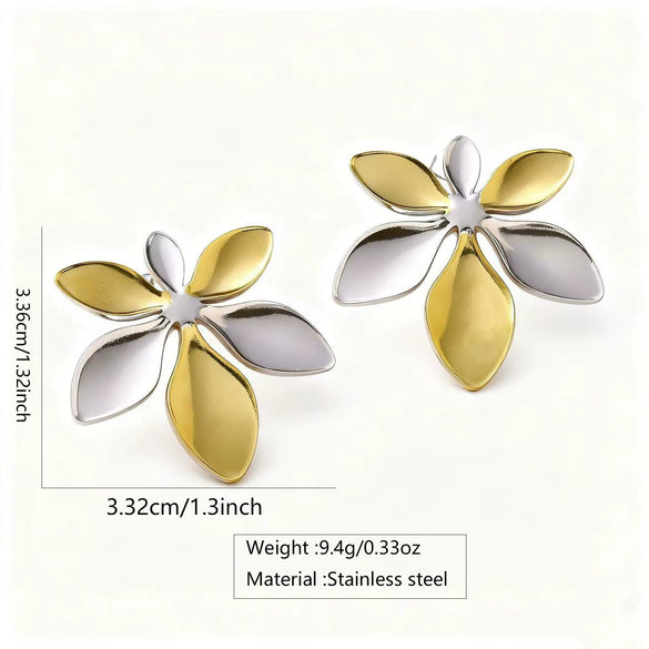 Wholesale Women's Stainless Steel Electroplated Floral Stud Earrings Light Luxury Style