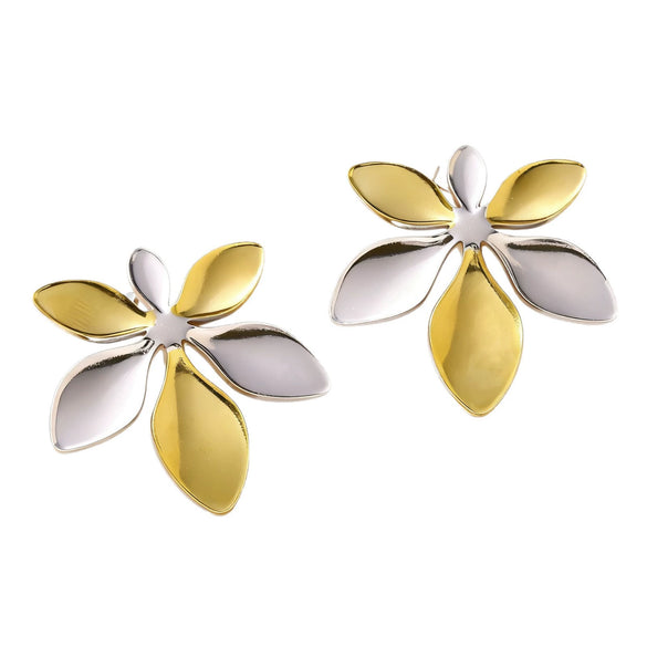 Wholesale Women's Stainless Steel Electroplated Floral Stud Earrings Light Luxury Style