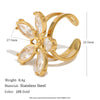 Wholesale Women's Stainless Steel Electroplated Flower Open Ring Jewelry
