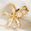 Wholesale Women's Stainless Steel Electroplated Flower Open Ring Jewelry