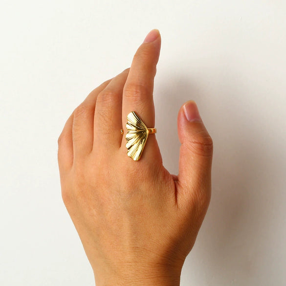 Wholesale Women's Stainless Steel Electroplated Flower Open Ring Jewelry