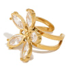 Wholesale Women's Stainless Steel Electroplated Flower Open Ring Jewelry