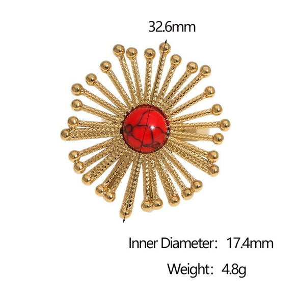 Wholesale Women's Stainless Steel Electroplated Flower Pattern Open Ring Jewelry