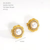 Wholesale Women's Stainless Steel Electroplated Flower Stud Earrings With Geometric French Retro Style